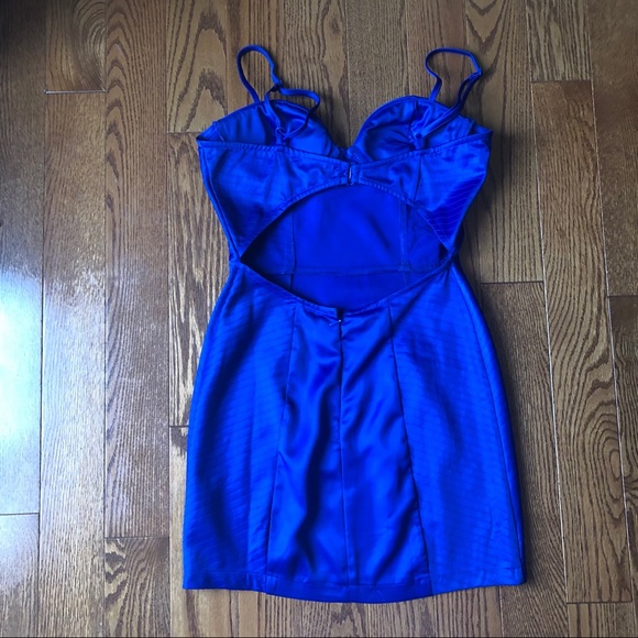 TOBI Royal Blue Satin Mini Dress - Picture 3 of 4